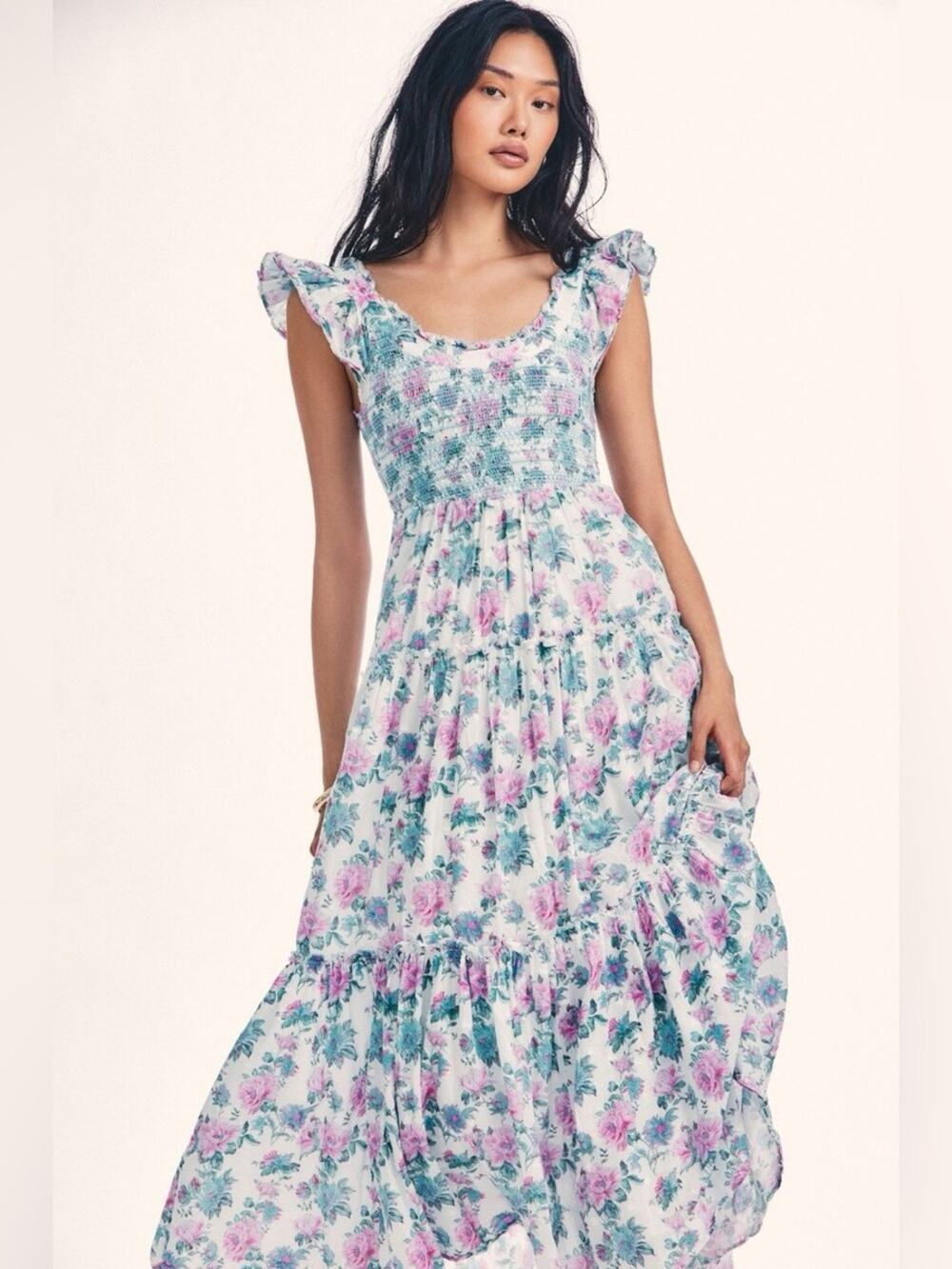 LoveShackFancy Chessie Floral Midi Maxi Dress Medium